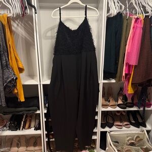 Eloquii Black Textured Jumpsuit